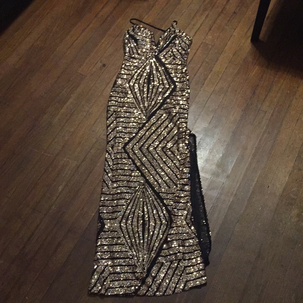 Gold sequin pattern gown